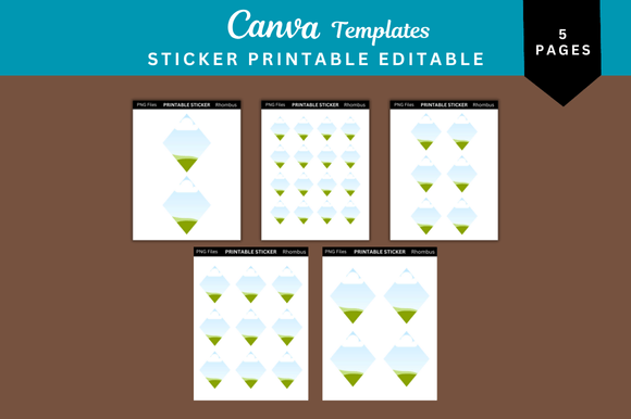 5 Rhombus Sticker Printable Templates for Instant Design