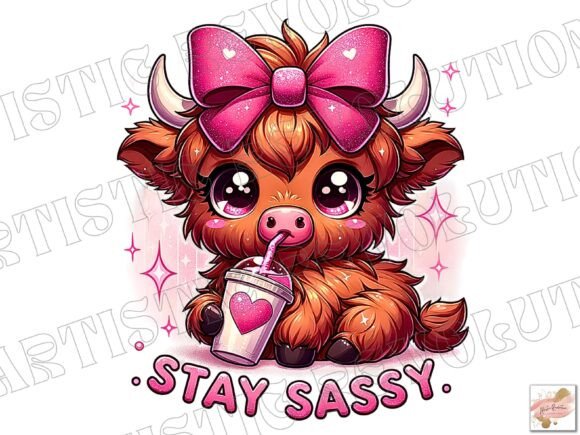 Adorable Baby Highland Cow PNG Clipart for Creators