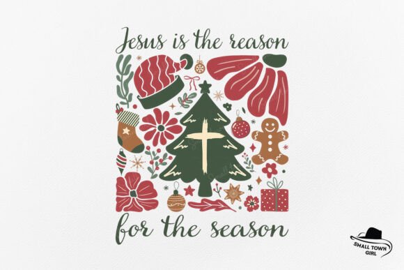 Boho Floral Christmas Jesus Christian: Festive Faith Graphics