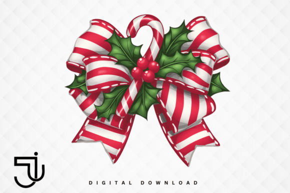 Candy Cane Merry Christmas Coquette Bow: Festive Design Magic