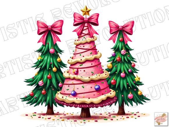Coquette Pink Christmas Tree PNG Clipart for Your Brand