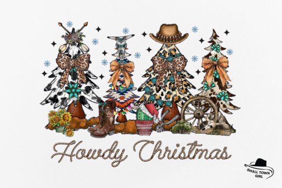 Howdy Christmas Tree Western Leopard Bow: A Festive Design Asset