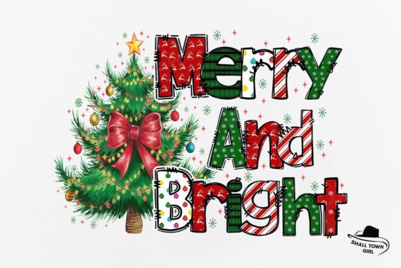 Merry and Bright Christmas Tree Bow PNG: Festive Design Made Easy