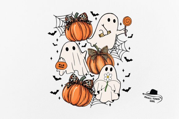 Spooky-Sweet Design: The Coquette Bow Ghost Pumpkin PNG