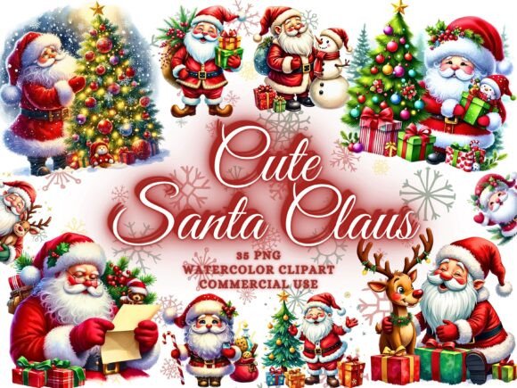 Watercolor Santa Claus Clipart: Your Holiday Design Toolkit