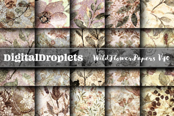 Wild Flowers Papers Vol. 40: Textured Digital Scrapbook Backgrounds